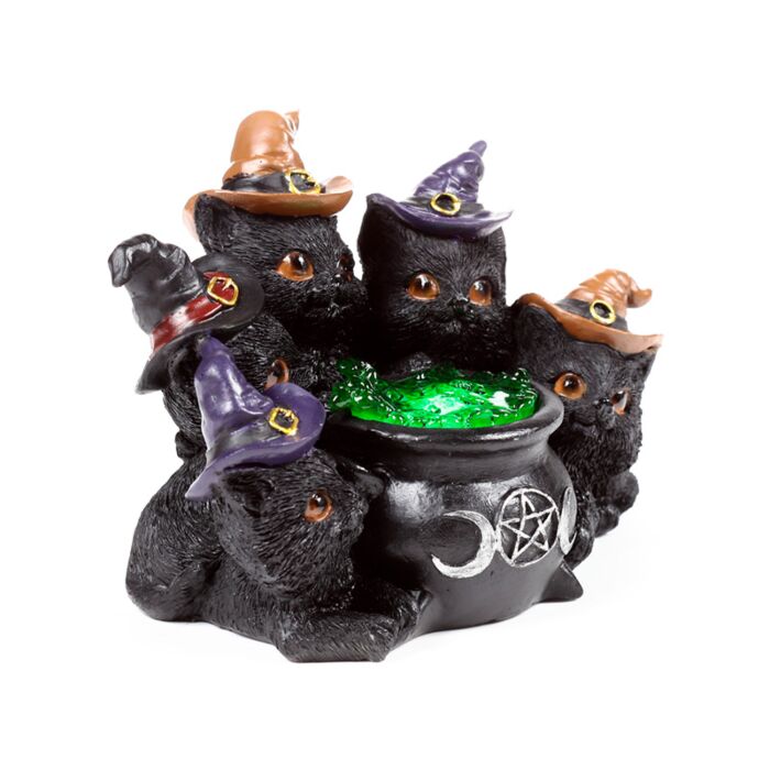 Tres gatos con sombrero LED