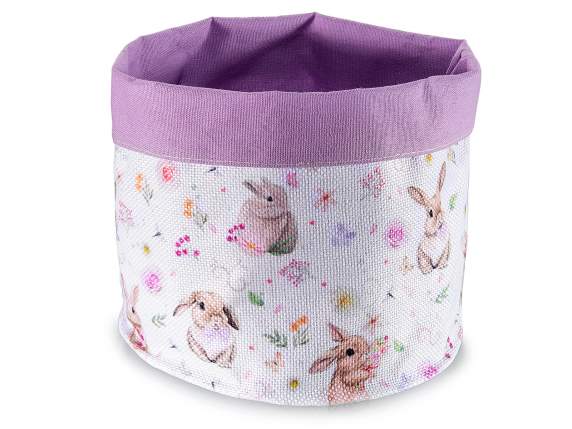 Cesta de tela estampado conejo