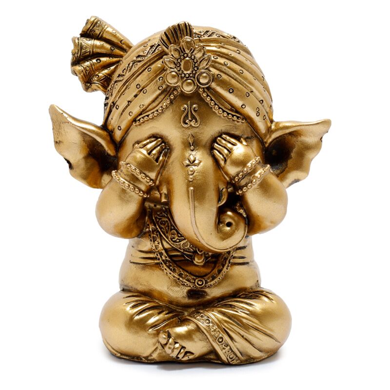 Set de 3 Figuras Ganesh Doradas No Hablo, No veo, No escucho