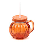 Taza calabaza de cristal con tapa y pajita