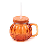 Taza calabaza de cristal con tapa y pajita