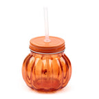 Taza calabaza de cristal con tapa y pajita