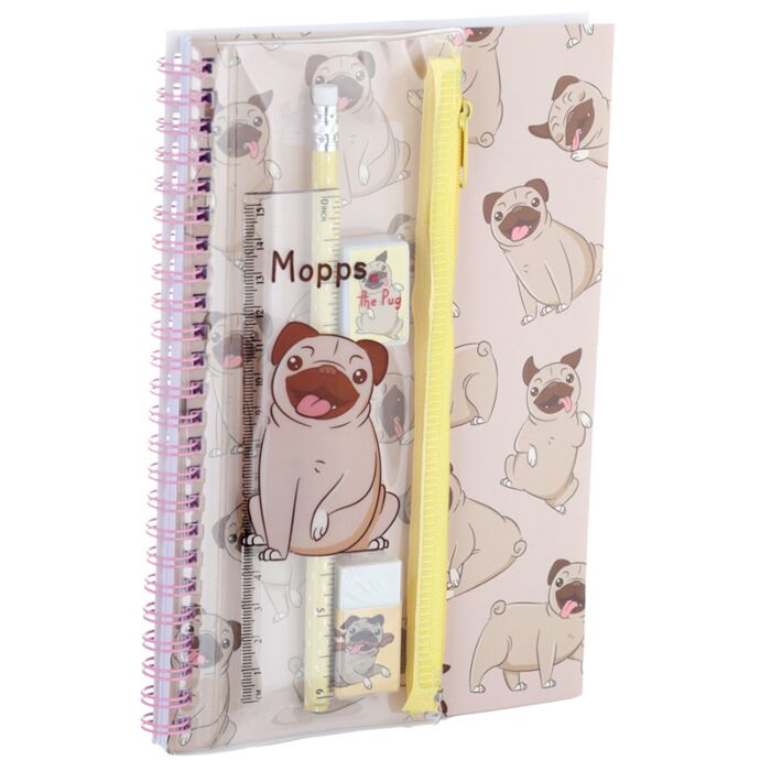 Cuaderno mas estuche pug