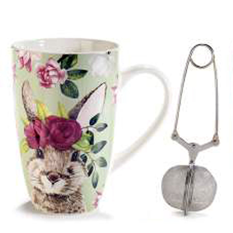 Set taza y filtro para té, conejos