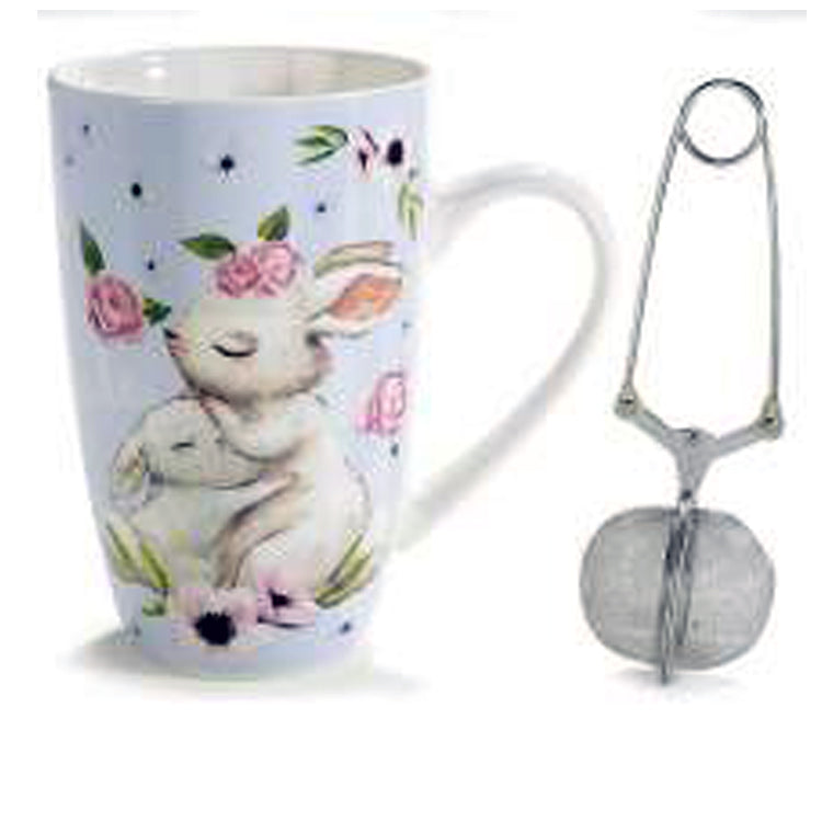 Set taza y filtro para té, conejos