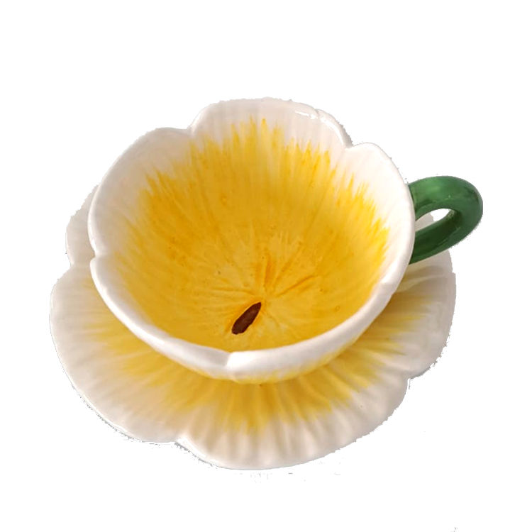 Taza flor con plato