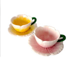 Taza flor con plato