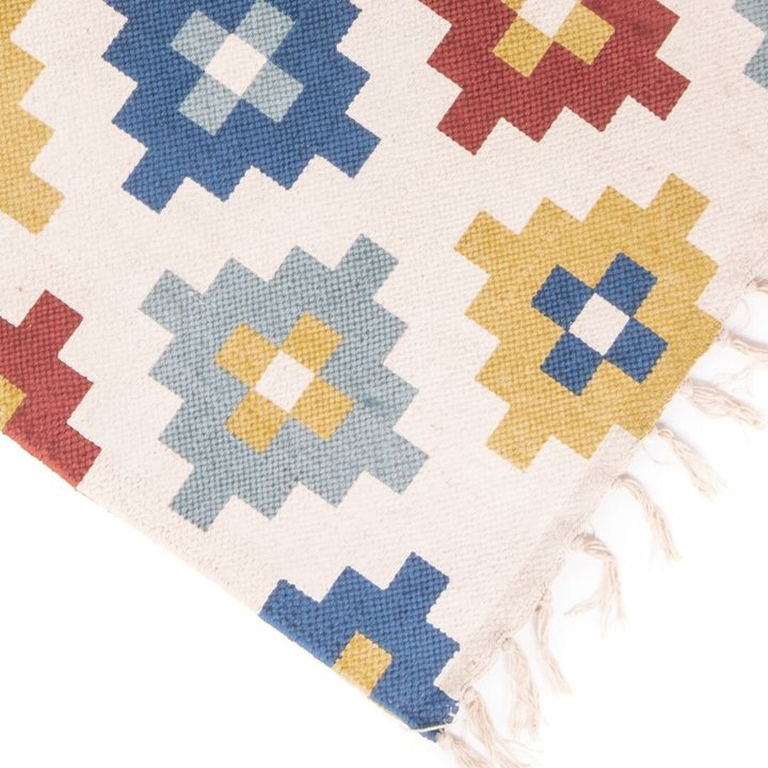 Alfombra Kilim Geométrica Multicolor con Flecos