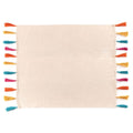 Alfombra Kilim blanca con pompones