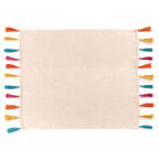 Alfombra Kilim blanca con pompones