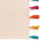 Alfombra Kilim blanca con pompones