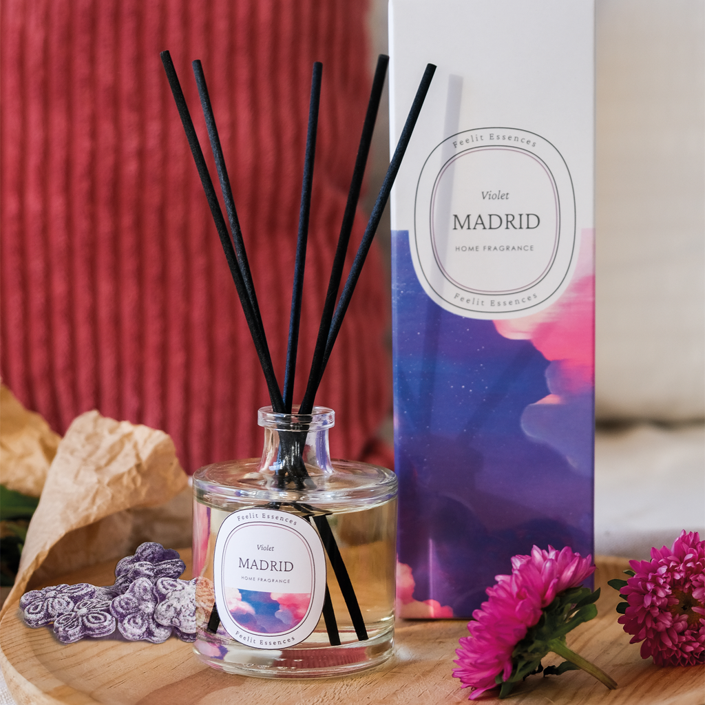Difusor en sticks. Aroma a Violeta. Colección Madrid.