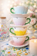 Taza flor con plato
